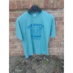 VTG 2002 Cub Scouts Twilight Camp Shirt Caswell District On Safari Jerzees Large